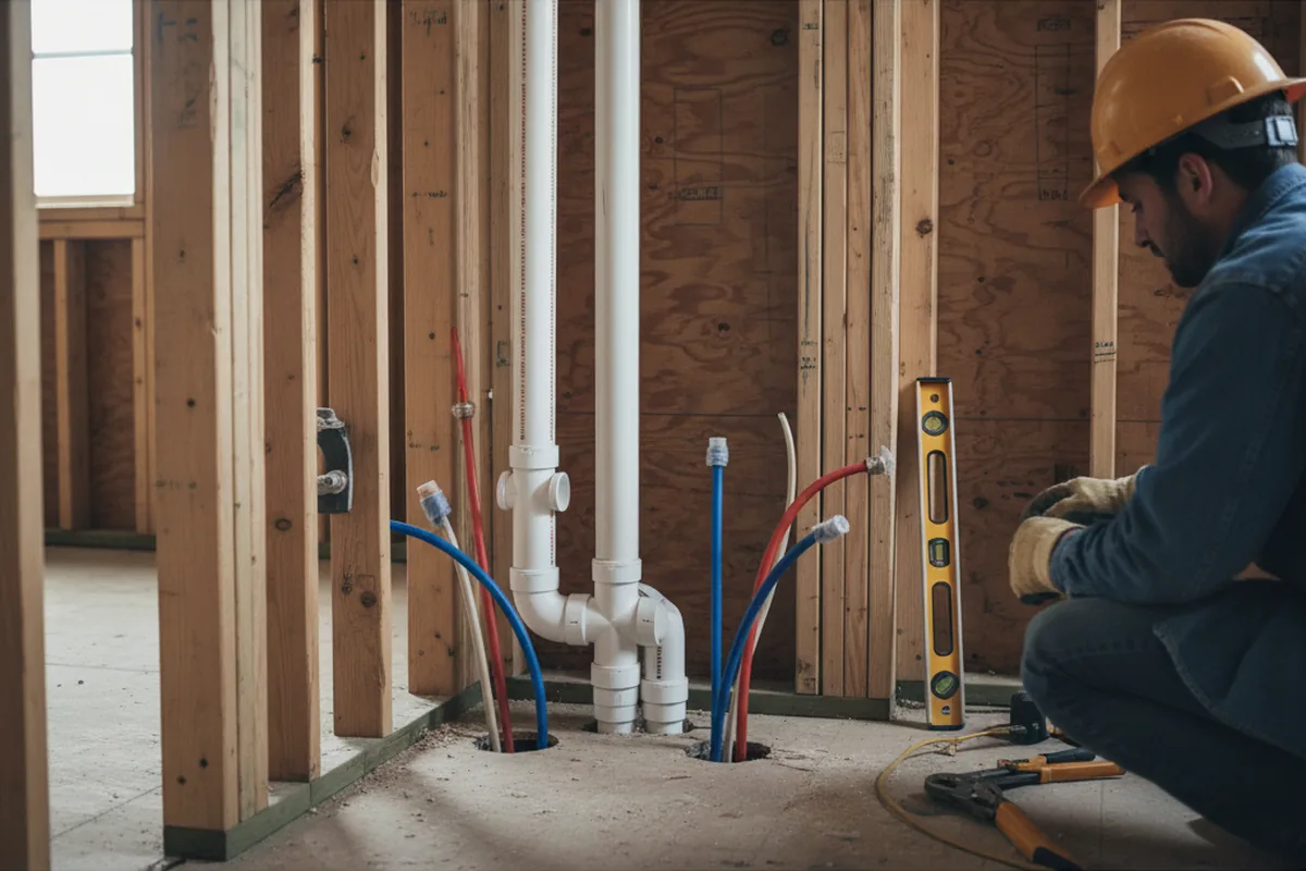 Drain and supply rough-in during Leak Detection in South Glens Falls